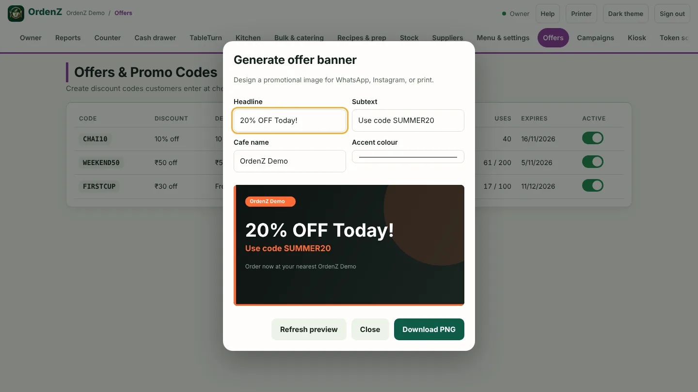 Designing an offer banner